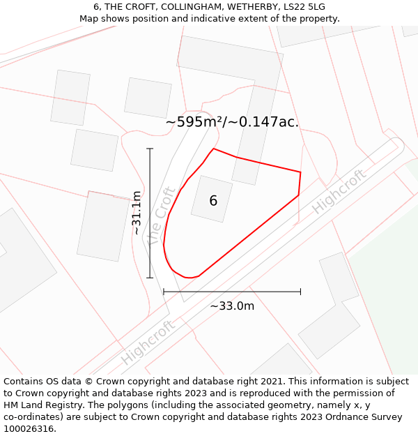 6, THE CROFT, COLLINGHAM, WETHERBY, LS22 5LG: Plot and title map