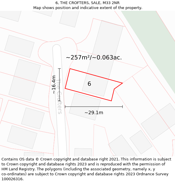 6, THE CROFTERS, SALE, M33 2NR: Plot and title map