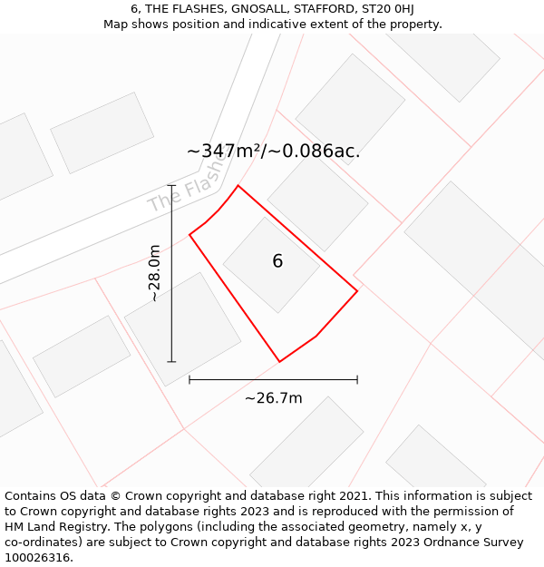 6, THE FLASHES, GNOSALL, STAFFORD, ST20 0HJ: Plot and title map
