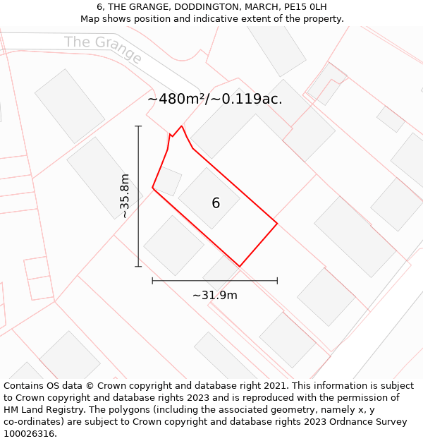 6, THE GRANGE, DODDINGTON, MARCH, PE15 0LH: Plot and title map