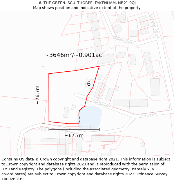 6, THE GREEN, SCULTHORPE, FAKENHAM, NR21 9QJ: Plot and title map