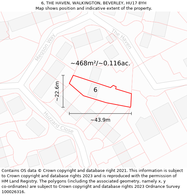 6, THE HAVEN, WALKINGTON, BEVERLEY, HU17 8YH: Plot and title map