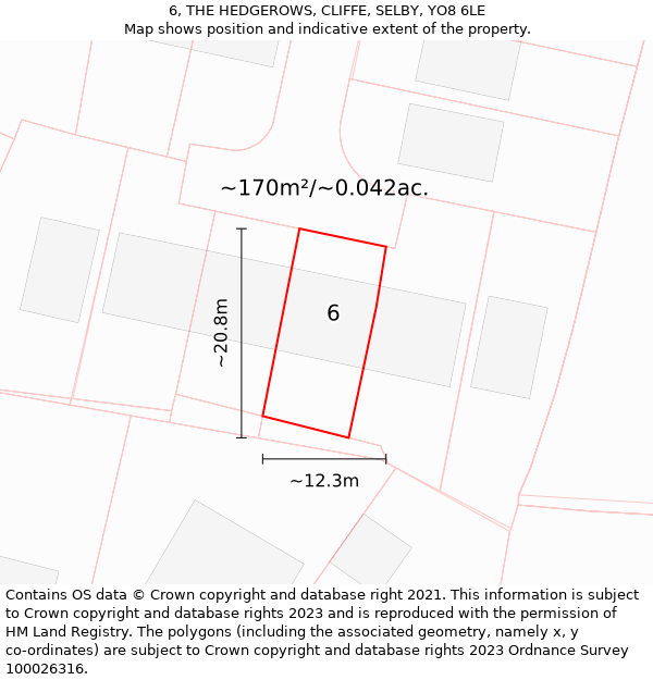 6, THE HEDGEROWS, CLIFFE, SELBY, YO8 6LE: Plot and title map