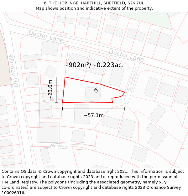 6, THE HOP INGE, HARTHILL, SHEFFIELD, S26 7UL: Plot and title map