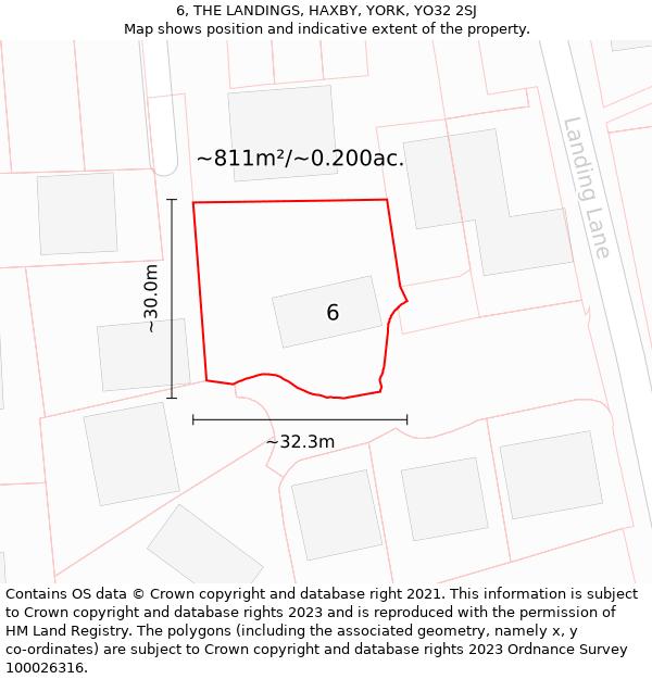 6, THE LANDINGS, HAXBY, YORK, YO32 2SJ: Plot and title map