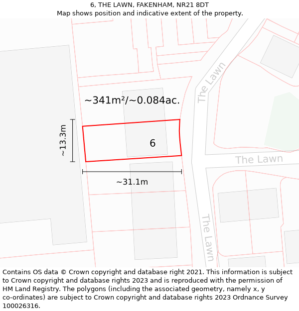 6, THE LAWN, FAKENHAM, NR21 8DT: Plot and title map