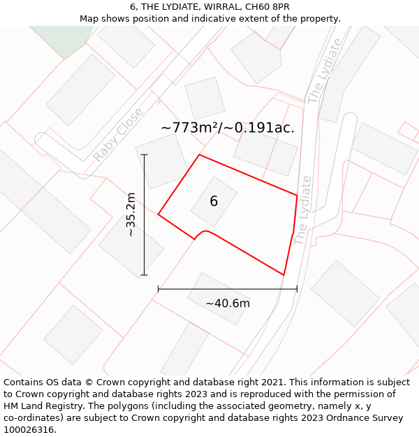 6, THE LYDIATE, WIRRAL, CH60 8PR: Plot and title map