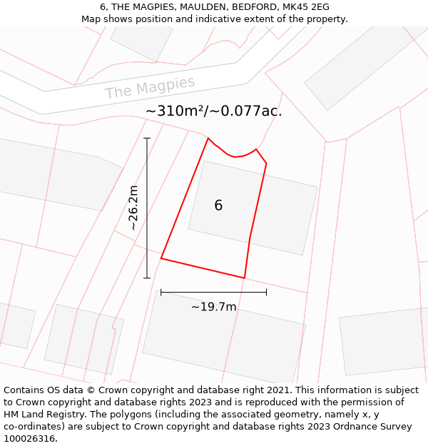 6, THE MAGPIES, MAULDEN, BEDFORD, MK45 2EG: Plot and title map