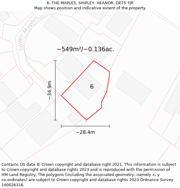 6, THE MAPLES, SHIPLEY, HEANOR, DE75 7JR: Plot and title map