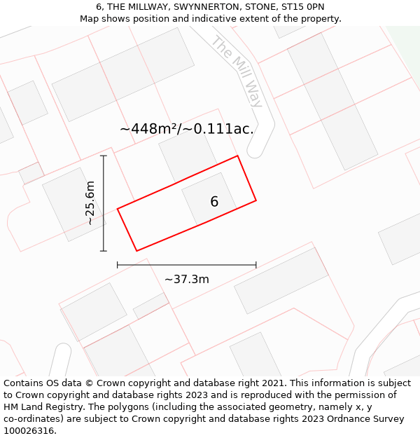 6, THE MILLWAY, SWYNNERTON, STONE, ST15 0PN: Plot and title map