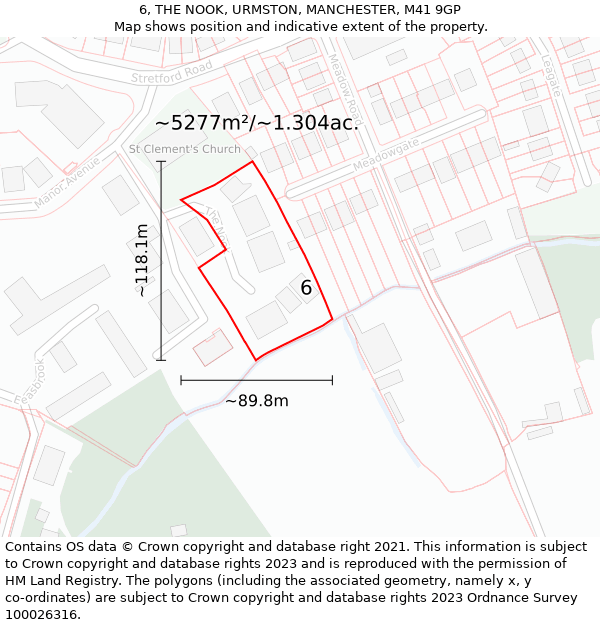 6, THE NOOK, URMSTON, MANCHESTER, M41 9GP: Plot and title map