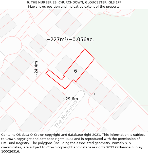 6, THE NURSERIES, CHURCHDOWN, GLOUCESTER, GL3 1PF: Plot and title map