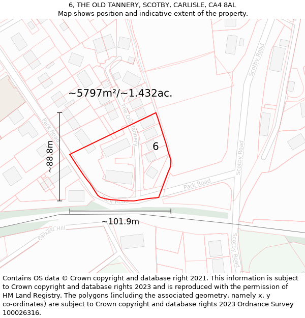 6, THE OLD TANNERY, SCOTBY, CARLISLE, CA4 8AL: Plot and title map