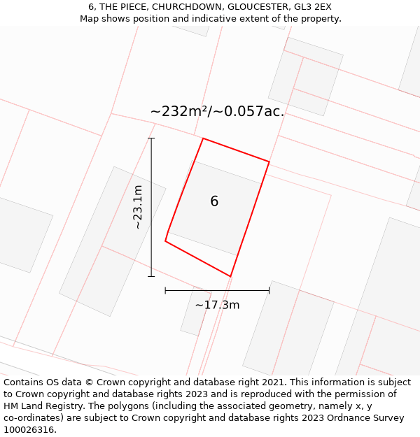 6, THE PIECE, CHURCHDOWN, GLOUCESTER, GL3 2EX: Plot and title map