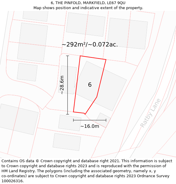 6, THE PINFOLD, MARKFIELD, LE67 9QU: Plot and title map