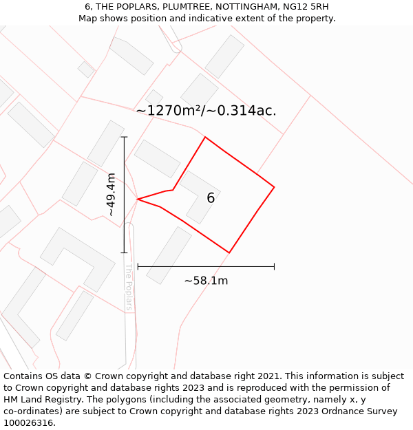 6, THE POPLARS, PLUMTREE, NOTTINGHAM, NG12 5RH: Plot and title map