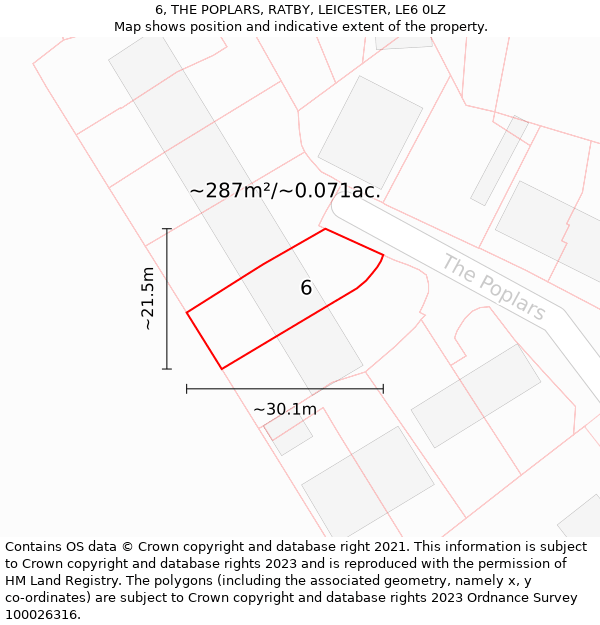 6, THE POPLARS, RATBY, LEICESTER, LE6 0LZ: Plot and title map