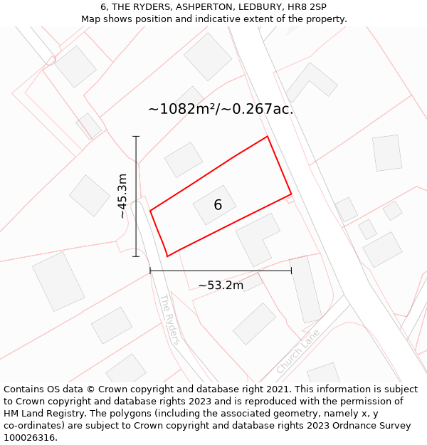 6, THE RYDERS, ASHPERTON, LEDBURY, HR8 2SP: Plot and title map