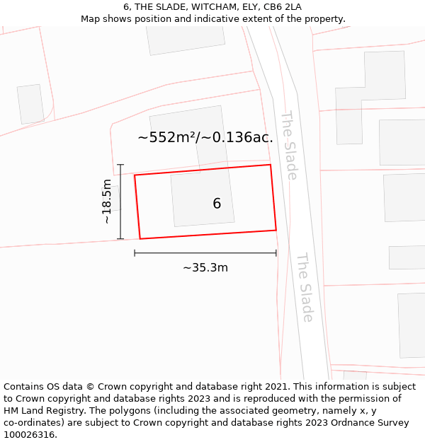 6, THE SLADE, WITCHAM, ELY, CB6 2LA: Plot and title map