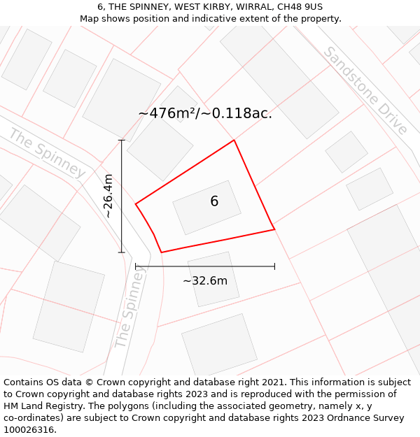 6, THE SPINNEY, WEST KIRBY, WIRRAL, CH48 9US: Plot and title map