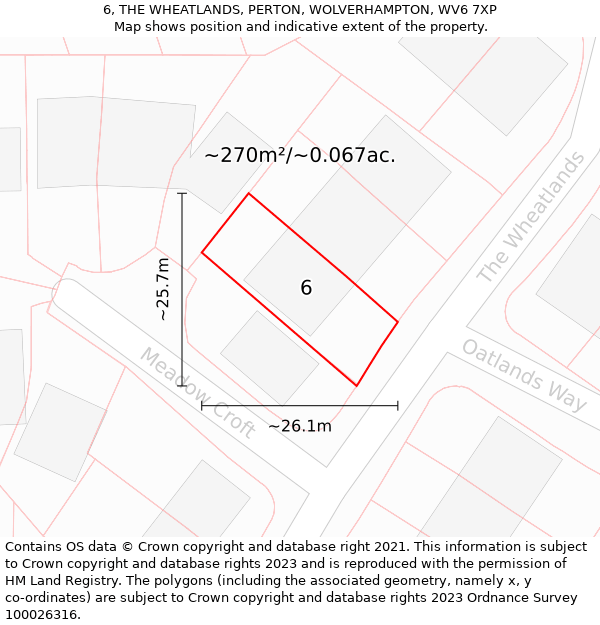 6, THE WHEATLANDS, PERTON, WOLVERHAMPTON, WV6 7XP: Plot and title map