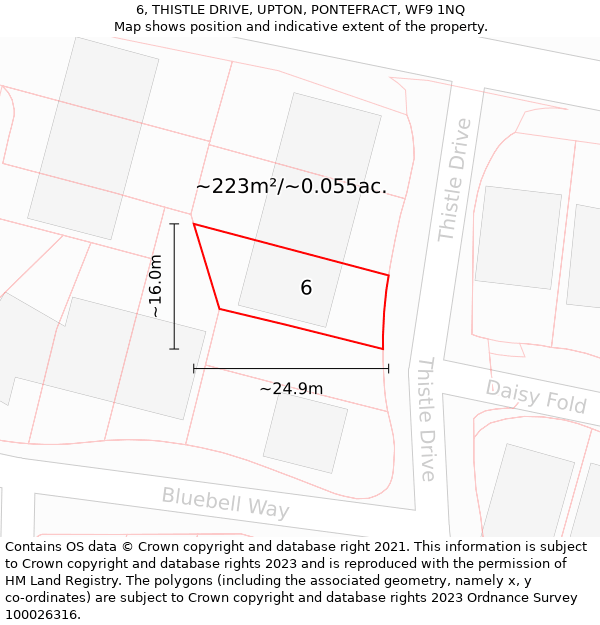 6, THISTLE DRIVE, UPTON, PONTEFRACT, WF9 1NQ: Plot and title map