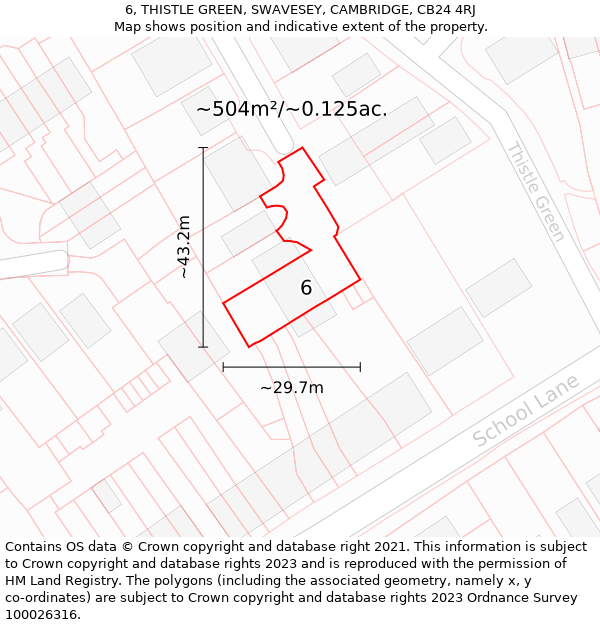 6, THISTLE GREEN, SWAVESEY, CAMBRIDGE, CB24 4RJ: Plot and title map