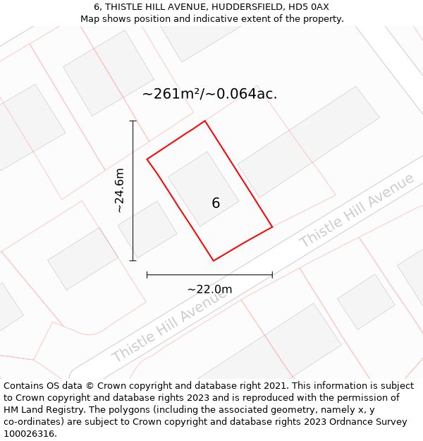 6, THISTLE HILL AVENUE, HUDDERSFIELD, HD5 0AX: Plot and title map