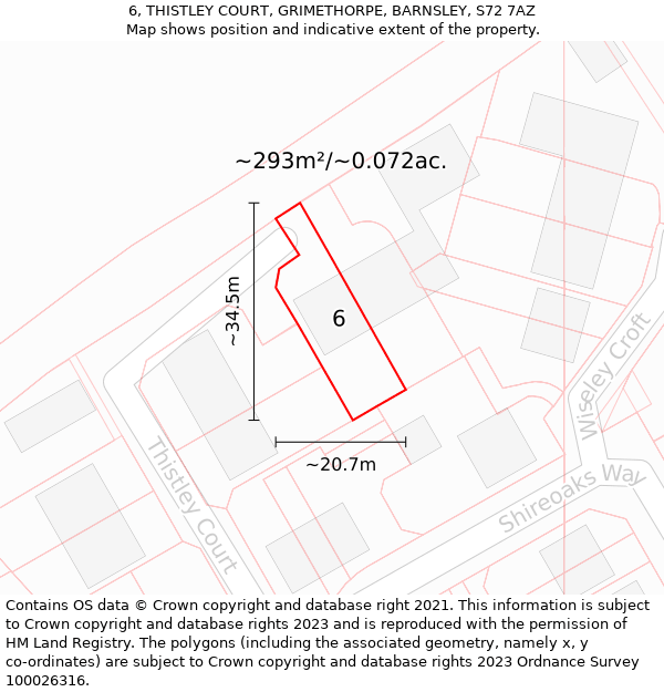 6, THISTLEY COURT, GRIMETHORPE, BARNSLEY, S72 7AZ: Plot and title map