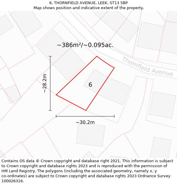 6, THORNFIELD AVENUE, LEEK, ST13 5BP: Plot and title map