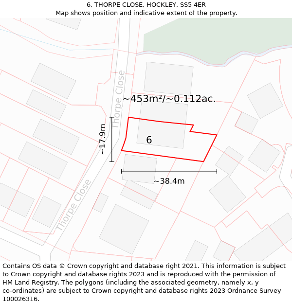 6, THORPE CLOSE, HOCKLEY, SS5 4ER: Plot and title map