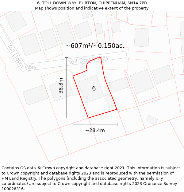 6, TOLL DOWN WAY, BURTON, CHIPPENHAM, SN14 7PD: Plot and title map