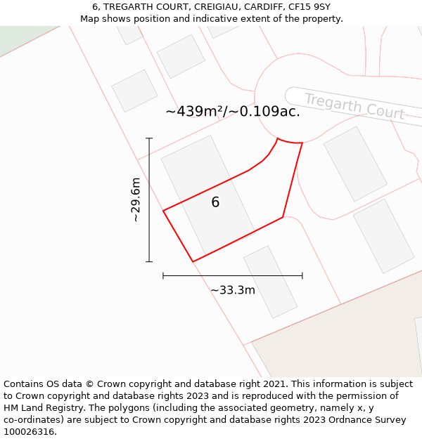 6, TREGARTH COURT, CREIGIAU, CARDIFF, CF15 9SY: Plot and title map