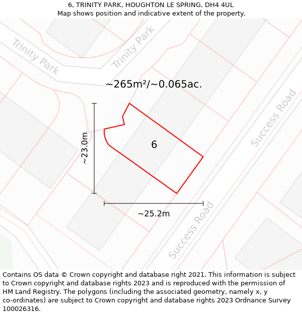 6, TRINITY PARK, HOUGHTON LE SPRING, DH4 4UL: Plot and title map