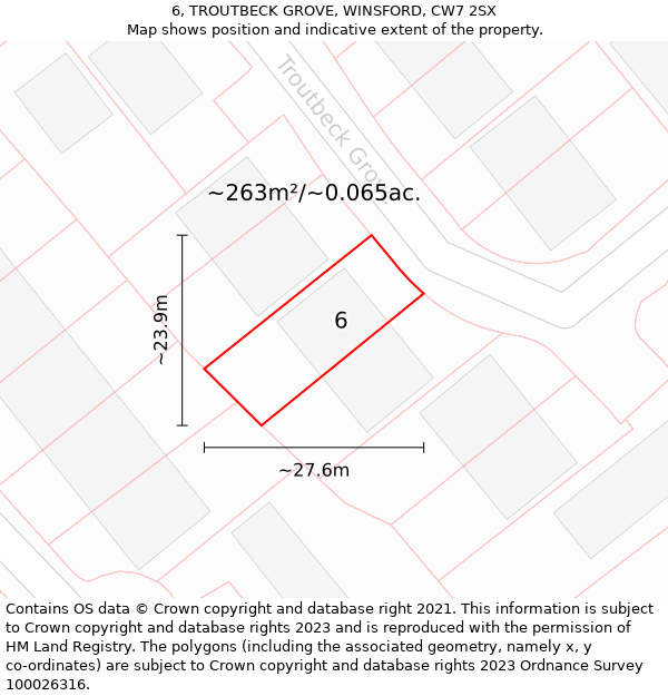 6, TROUTBECK GROVE, WINSFORD, CW7 2SX: Plot and title map