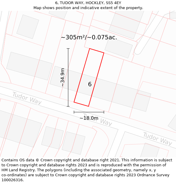 6, TUDOR WAY, HOCKLEY, SS5 4EY: Plot and title map
