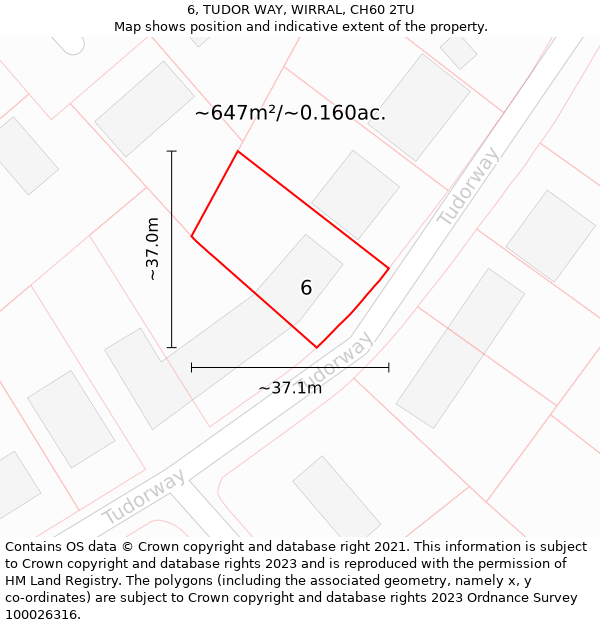 6, TUDOR WAY, WIRRAL, CH60 2TU: Plot and title map