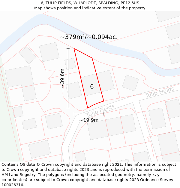 6, TULIP FIELDS, WHAPLODE, SPALDING, PE12 6US: Plot and title map