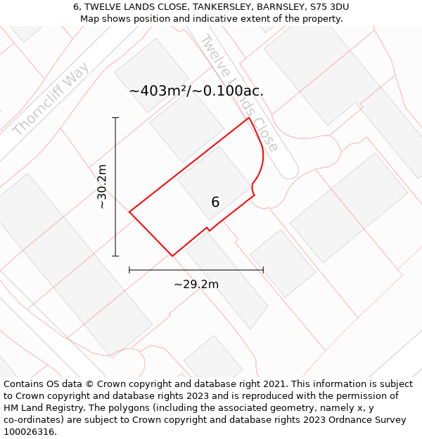 6, TWELVE LANDS CLOSE, TANKERSLEY, BARNSLEY, S75 3DU: Plot and title map