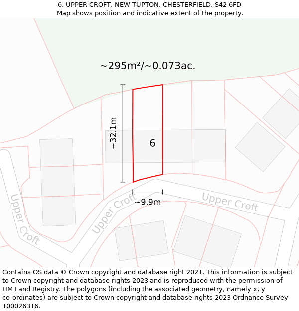 6, UPPER CROFT, NEW TUPTON, CHESTERFIELD, S42 6FD: Plot and title map