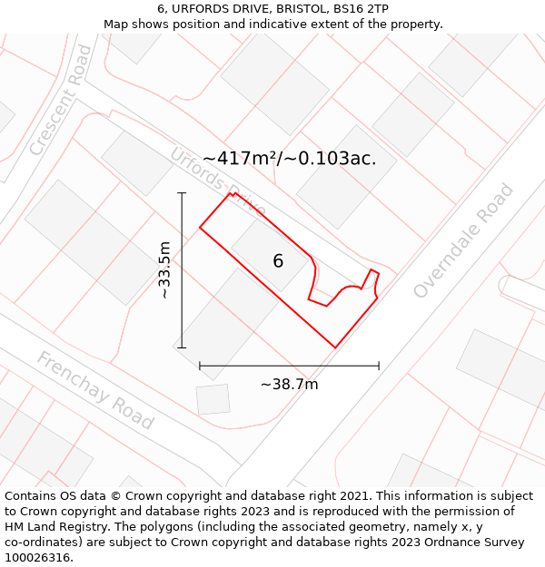 6, URFORDS DRIVE, BRISTOL, BS16 2TP: Plot and title map