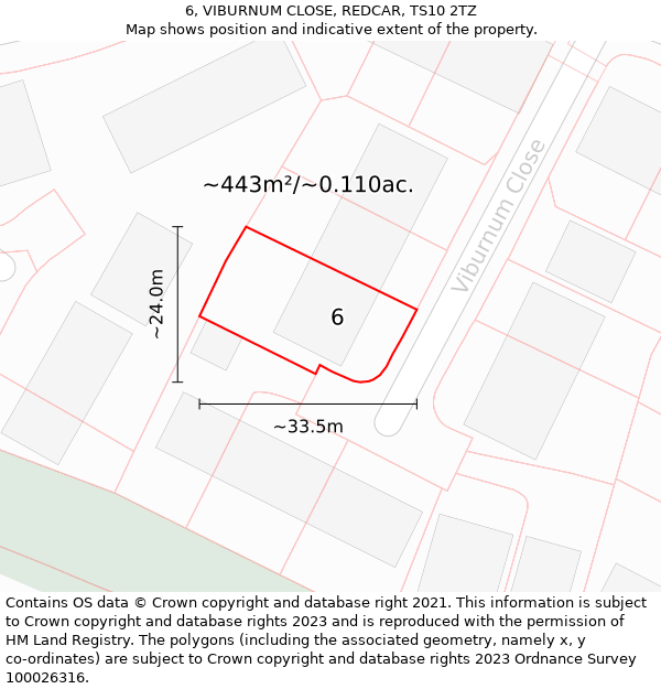 6, VIBURNUM CLOSE, REDCAR, TS10 2TZ: Plot and title map