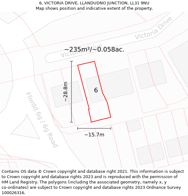 6, VICTORIA DRIVE, LLANDUDNO JUNCTION, LL31 9NU: Plot and title map