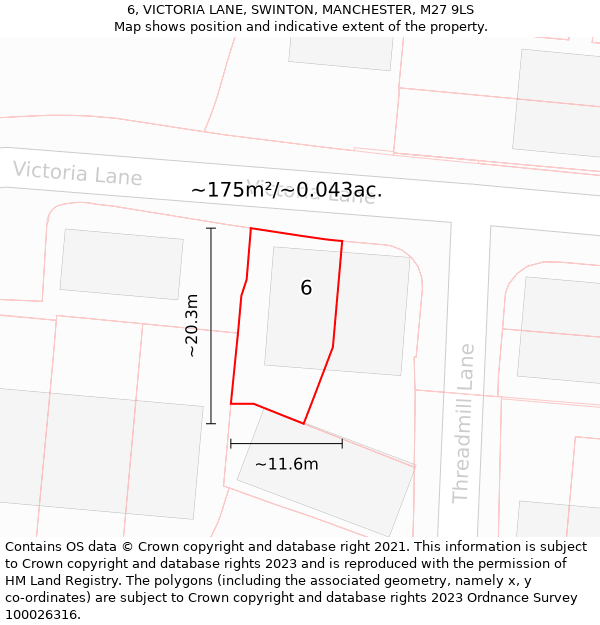 6, VICTORIA LANE, SWINTON, MANCHESTER, M27 9LS: Plot and title map