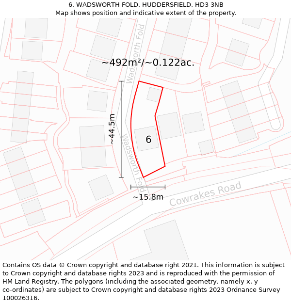 6, WADSWORTH FOLD, HUDDERSFIELD, HD3 3NB: Plot and title map