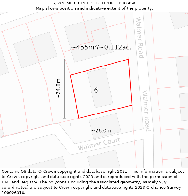 6, WALMER ROAD, SOUTHPORT, PR8 4SX: Plot and title map