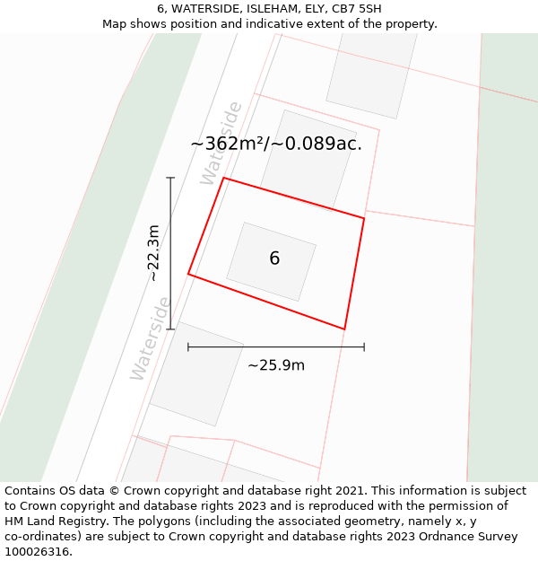 6, WATERSIDE, ISLEHAM, ELY, CB7 5SH: Plot and title map