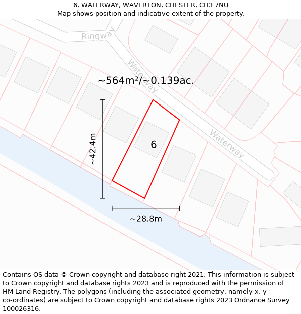 6, WATERWAY, WAVERTON, CHESTER, CH3 7NU: Plot and title map