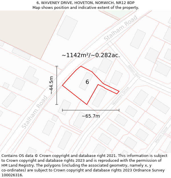 6, WAVENEY DRIVE, HOVETON, NORWICH, NR12 8DP: Plot and title map