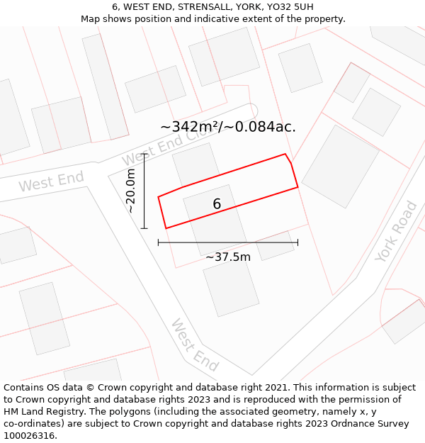 6, WEST END, STRENSALL, YORK, YO32 5UH: Plot and title map